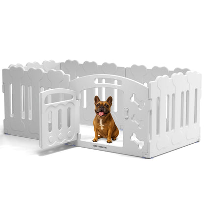 Modular Dog Playpen for Small & Medium Pet and Puppies | Indoor/Outdoor Plastic Puppy Pen with Door – Sturdy, Expandable & Easy to InstalClean