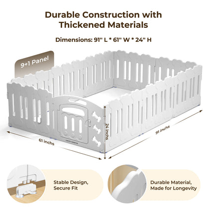 Modular Dog Playpen for Small & Medium Pet and Puppies | Indoor/Outdoor Plastic Puppy Pen with Door – Sturdy, Expandable & Easy to InstalClean