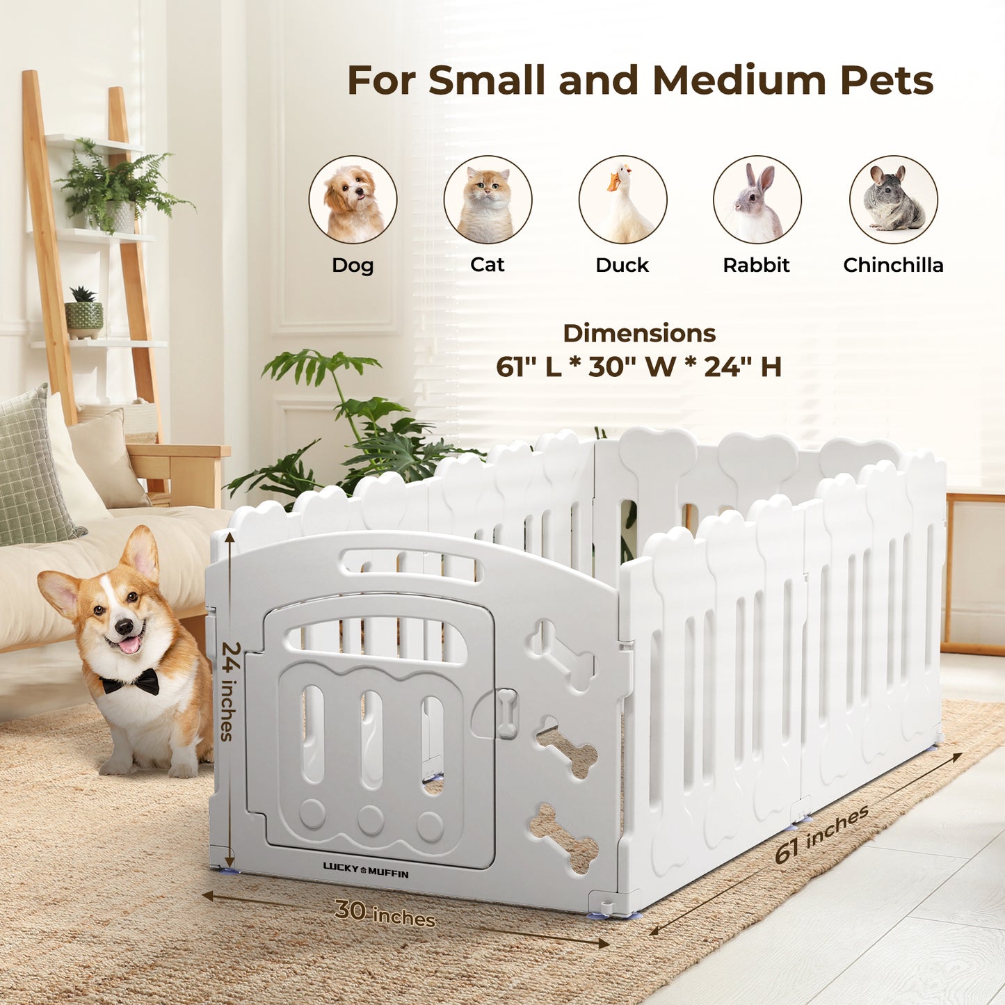 Modular Dog Playpen for Small & Medium Pet and Puppies | Indoor/Outdoor Plastic Puppy Pen with Door – Sturdy, Expandable & Easy to InstalClean