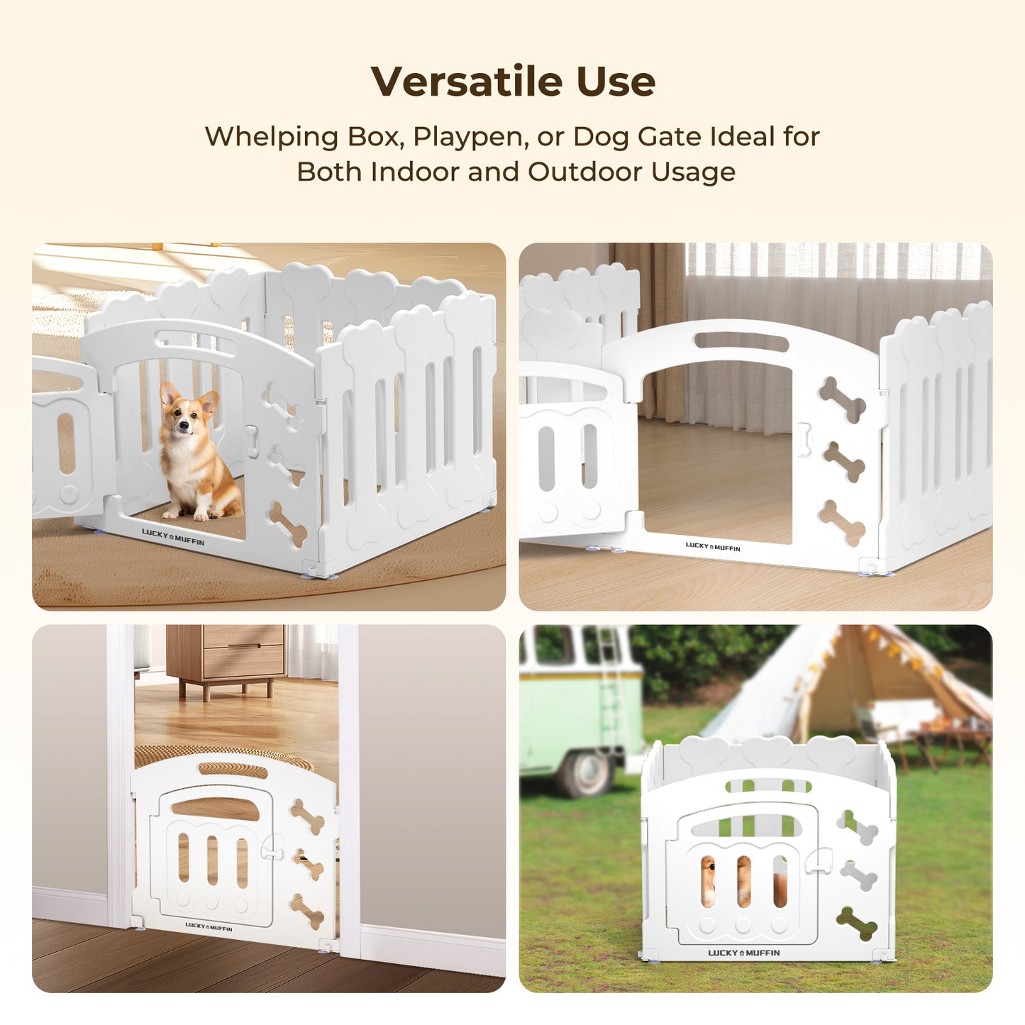 Modular Dog Playpen for Small & Medium Pet and Puppies | Indoor/Outdoor Plastic Puppy Pen with Door – Sturdy, Expandable & Easy to InstalClean