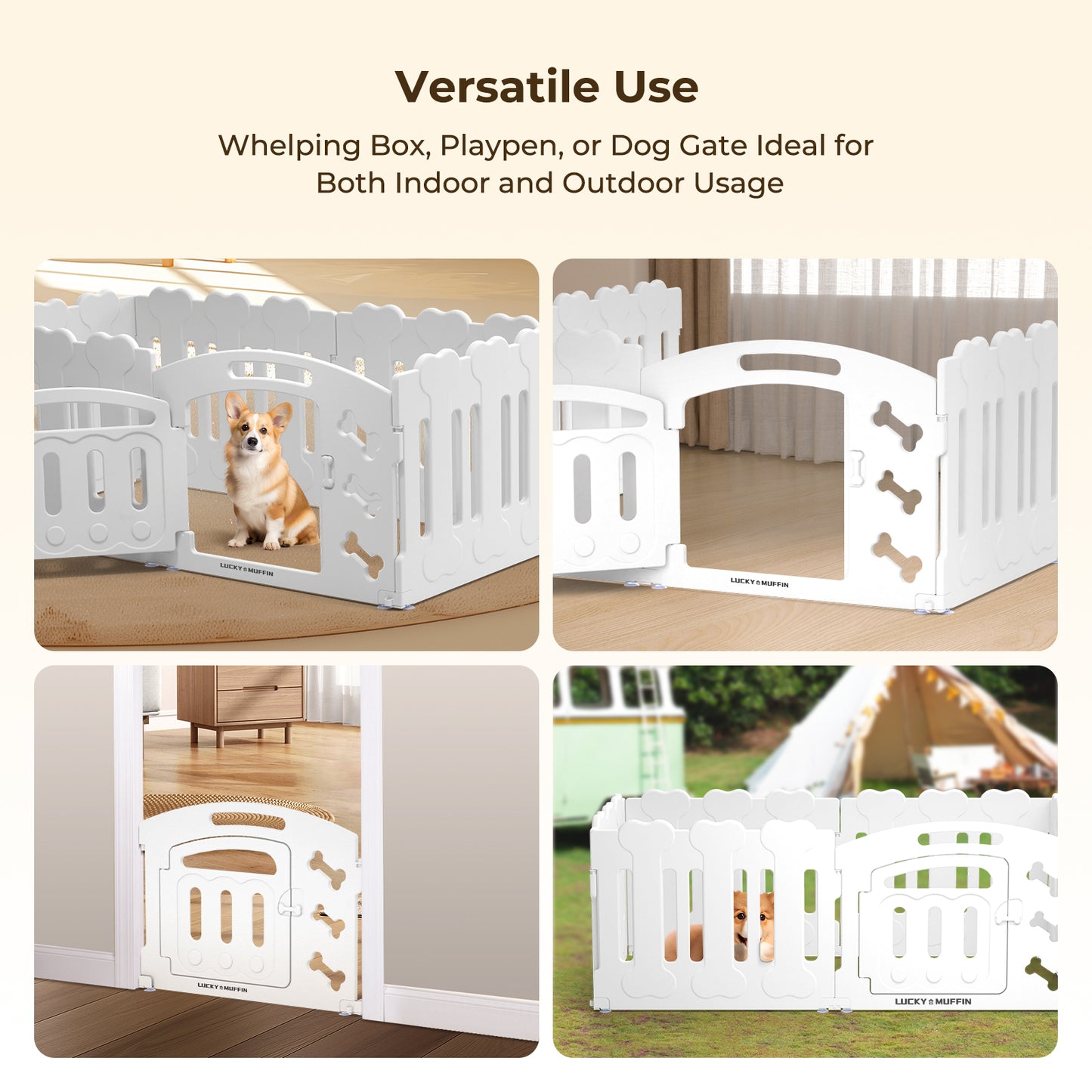 Modular Dog Playpen for Small & Medium Pet and Puppies | Indoor/Outdoor Plastic Puppy Pen with Door – Sturdy, Expandable & Easy to InstalClean