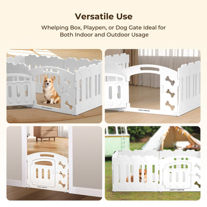 Modular Dog Playpen for Small & Medium Pet and Puppies | Indoor/Outdoor Plastic Puppy Pen with Door – Sturdy, Expandable & Easy to InstalClean