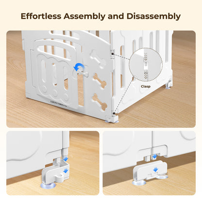 Modular Dog Playpen for Small & Medium Pet and Puppies | Indoor/Outdoor Plastic Puppy Pen with Door – Sturdy, Expandable & Easy to InstalClean