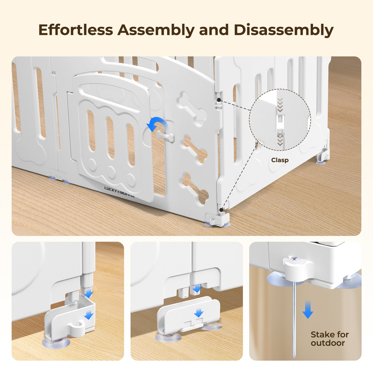 Modular Dog Playpen for Small & Medium Pet and Puppies | Indoor/Outdoor Plastic Puppy Pen with Door – Sturdy, Expandable & Easy to InstalClean