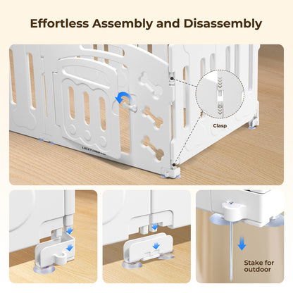 Modular Dog Playpen for Small & Medium Pet and Puppies | Indoor/Outdoor Plastic Puppy Pen with Door – Sturdy, Expandable & Easy to InstalClean