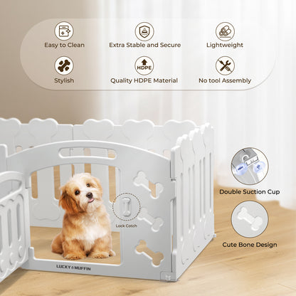Modular Dog Playpen for Small & Medium Pet and Puppies | Indoor/Outdoor Plastic Puppy Pen with Door – Sturdy, Expandable & Easy to InstalClean