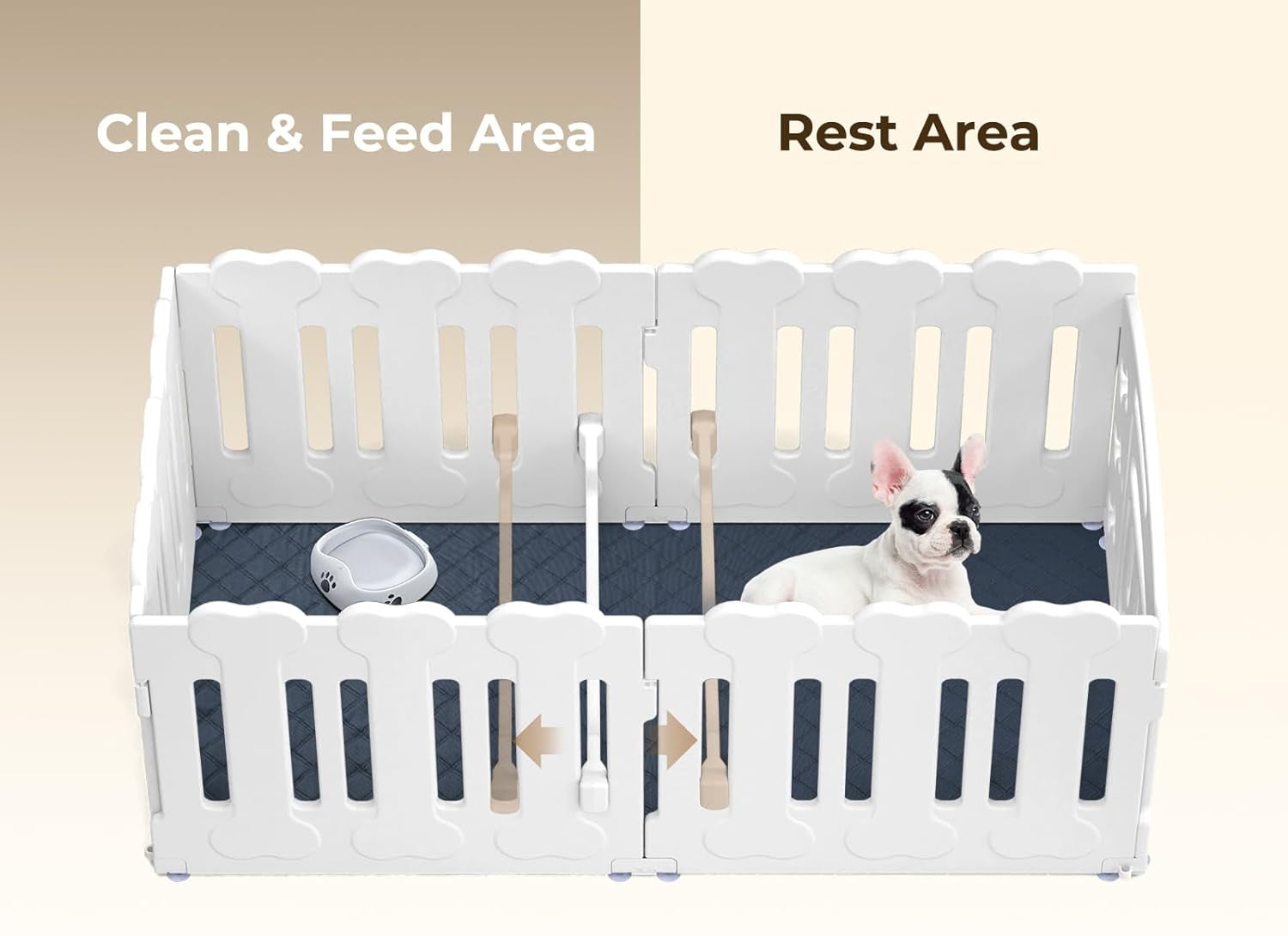 Dog Playpen, Whelping Box with Door, 24" H, 6-Panel Plastic Puppy Playpen for Small Medium Pets, Dogs & Puppies, Indoor/Outdoor, Safe, Sturdy, Easy to Assemble and Clean, 61" x 30" x 24"