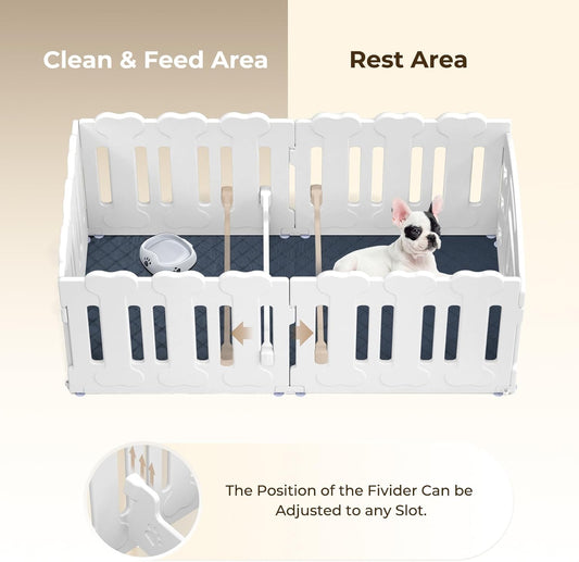 Dog Playpen, Whelping Box with Door, 24" H, 6-Panel Plastic Puppy Playpen for Small Medium Pets, Dogs & Puppies, Indoor/Outdoor, Safe, Sturdy, Easy to Assemble and Clean, 61" x 30" x 24"