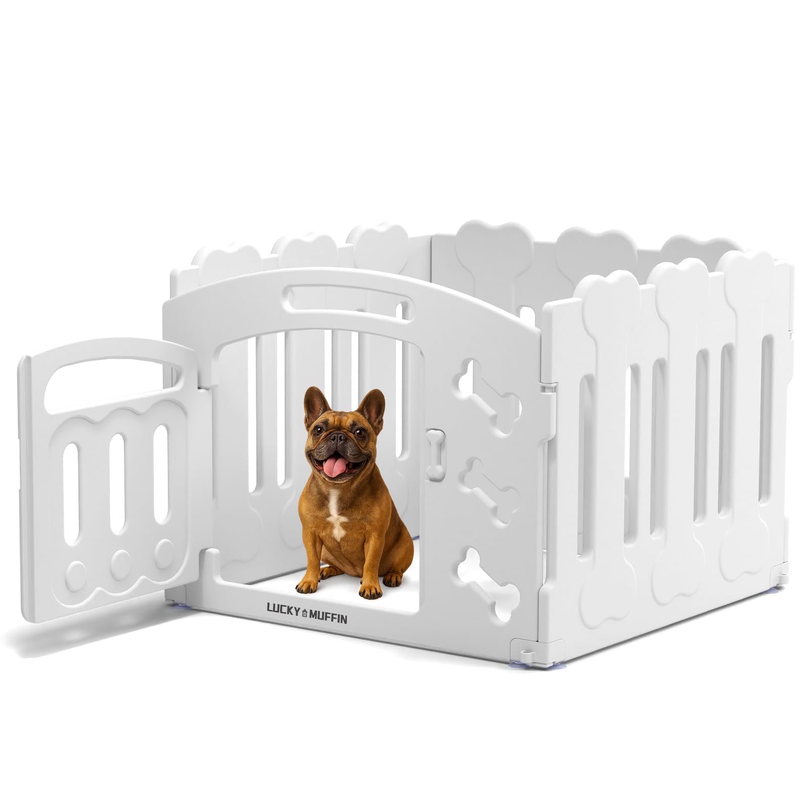 Dog Playpen, Whelping Box with Door, 24" H, 6-Panel Plastic Puppy Playpen for Small Medium Pets, Dogs & Puppies, Indoor/Outdoor, Safe, Sturdy, Easy to Assemble and Clean, 61" x 30" x 24"