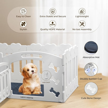 Dog Playpen, Whelping Box with Door, 24" H, 6-Panel Plastic Puppy Playpen for Small Medium Pets, Dogs & Puppies, Indoor/Outdoor, Safe, Sturdy, Easy to Assemble and Clean, 61" x 30" x 24"